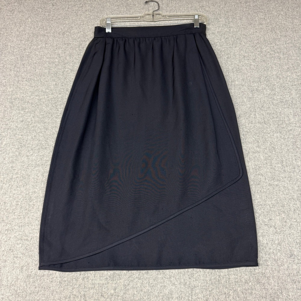 Emanuel Ungaro Parallele Paris Silk Wrap Skirt IT 44 US 8 Navy Blue Vintage Ital - Picture 1 of 11